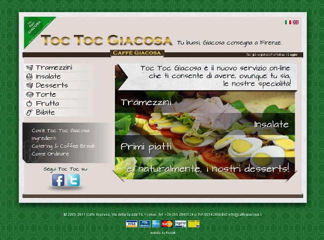 Sito web Toc Toc Giacosa: e-commerce per catering a domicilio o take-away