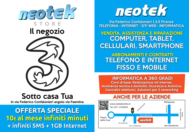 Offerta Neotek 3 Marzo 2015: 10€ al mese infiniti minuti, infiniti SMS + 1 GB internet veloce 